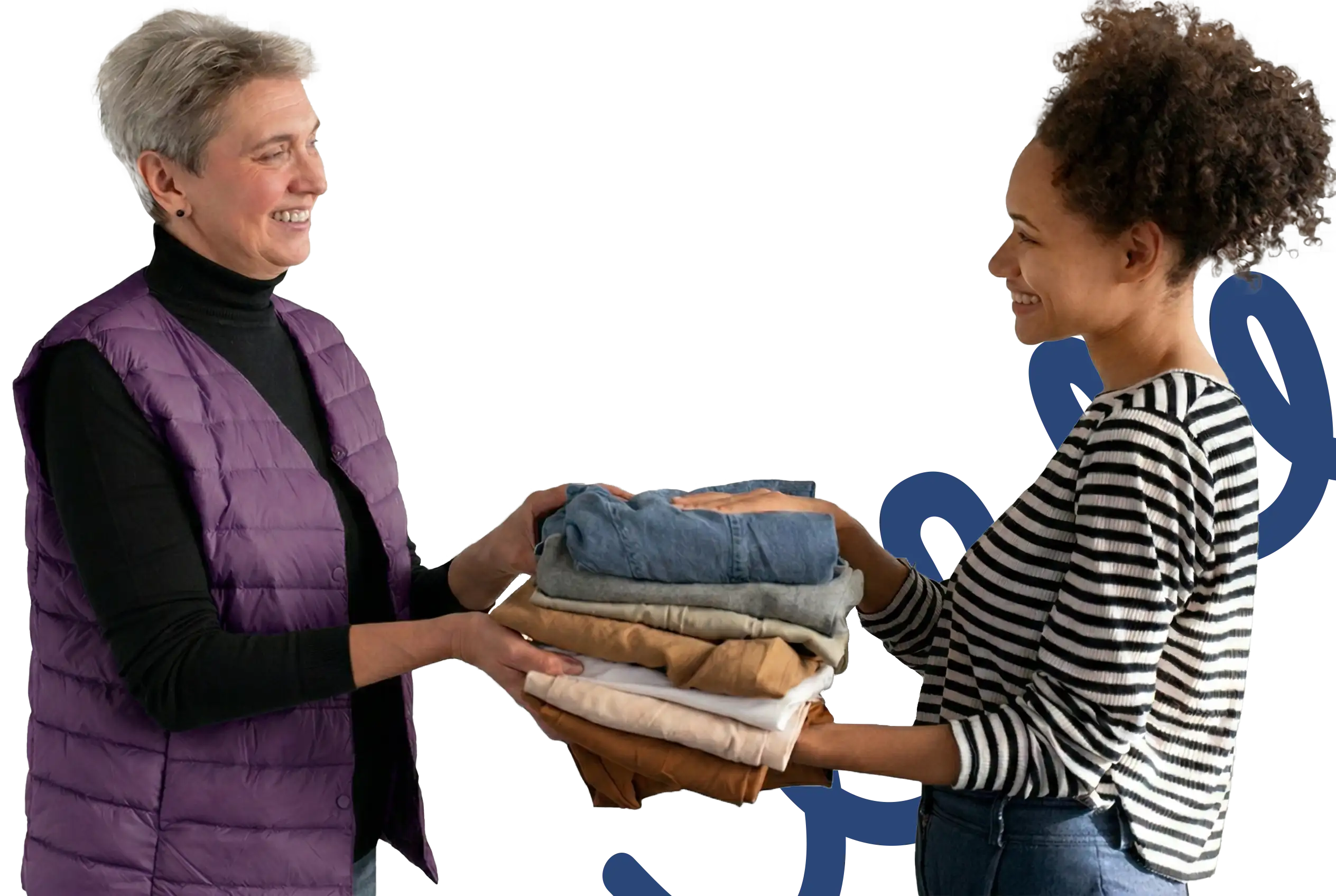 Dos mujeres realizando una donación de ropa para Asociación Reto a la Esperanza en Barcelona